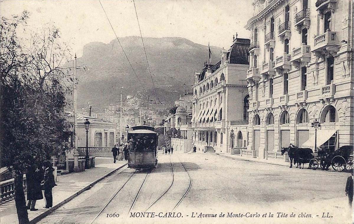 Monte Carlo Avenue, tramway and horse cart