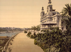 Monte Carlo. Monte Carlo Casino, view with Monaco, circa 1890