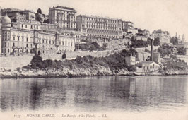 Monte Carlo. View by ramp and Hotels, circa 1900s