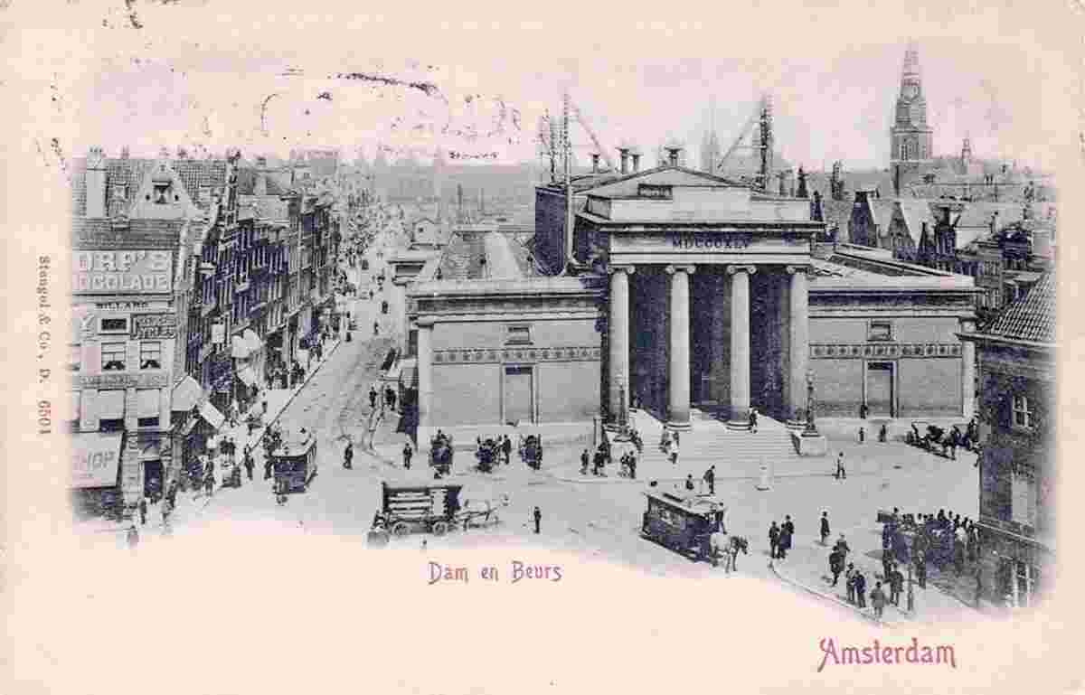 Amsterdam. Dam square and De Beurs van Zocher, 1902