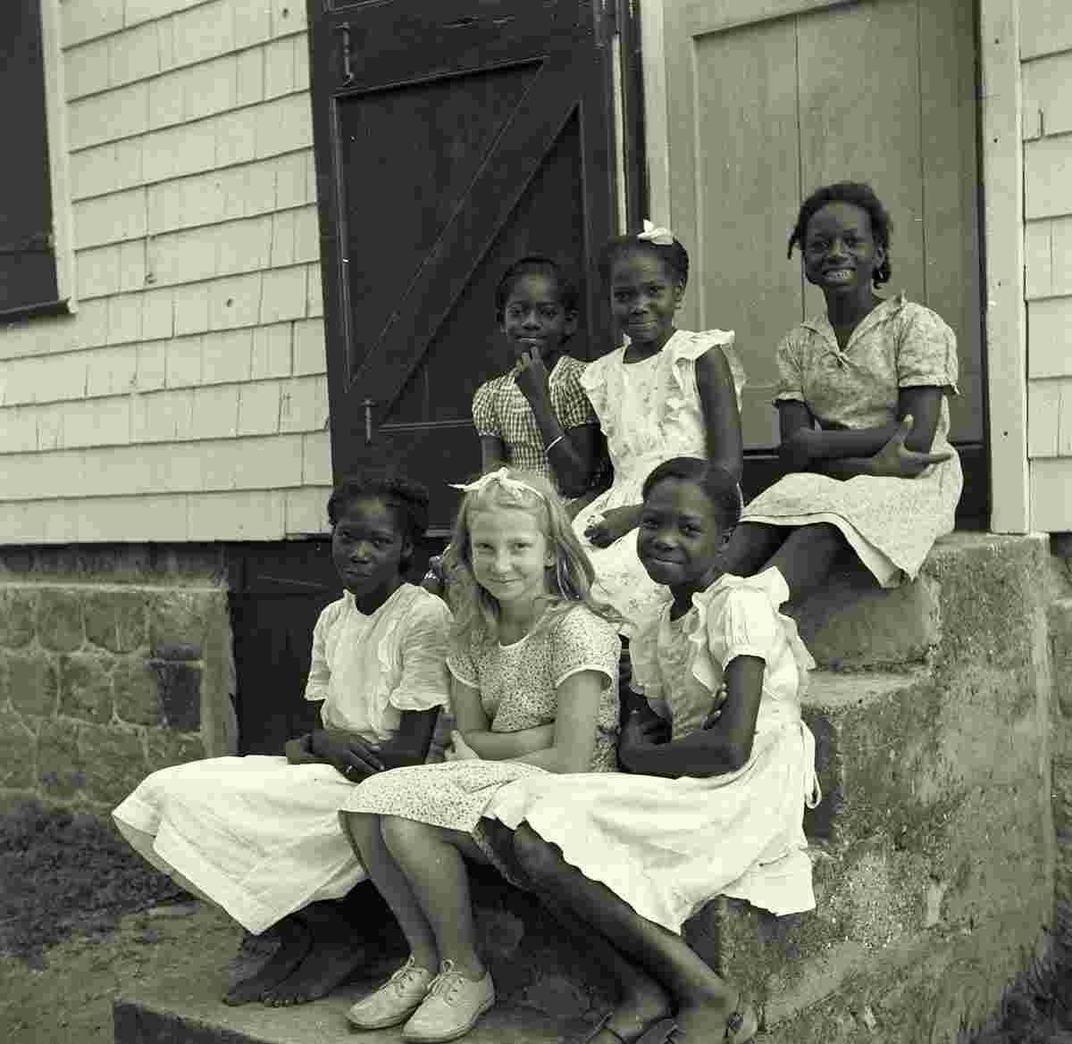 St. Johns. Girls on the steps of the school, 1947