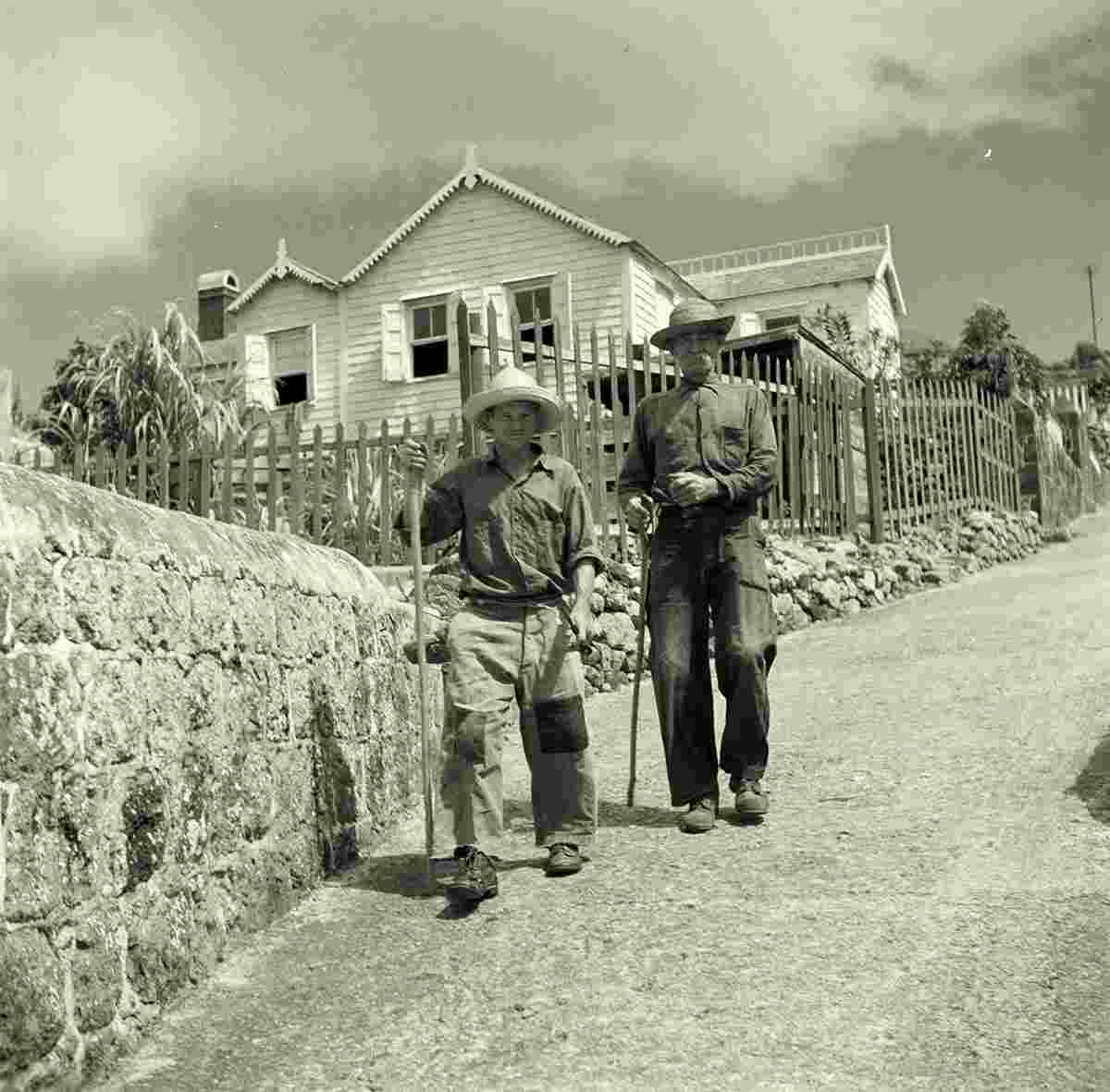 Windwardside. Waldrin and John Peter Hassell in a street, 1947