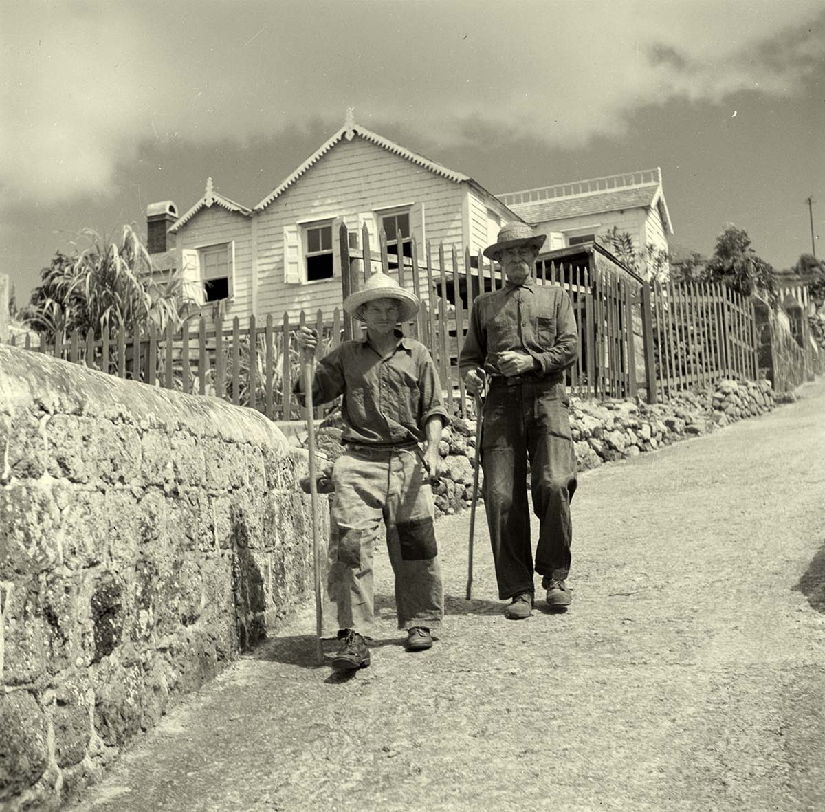Windwardside. Waldrin and John Peter Hassell in a street, 1947