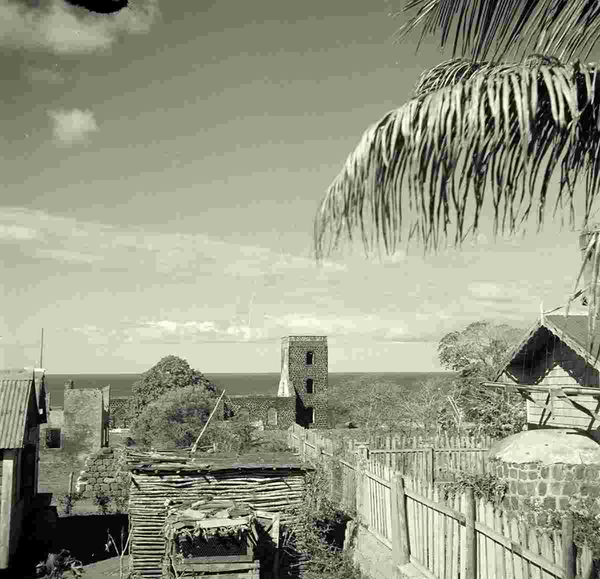 Oranjestad. View to ruins of the Reformed Church, 1947
