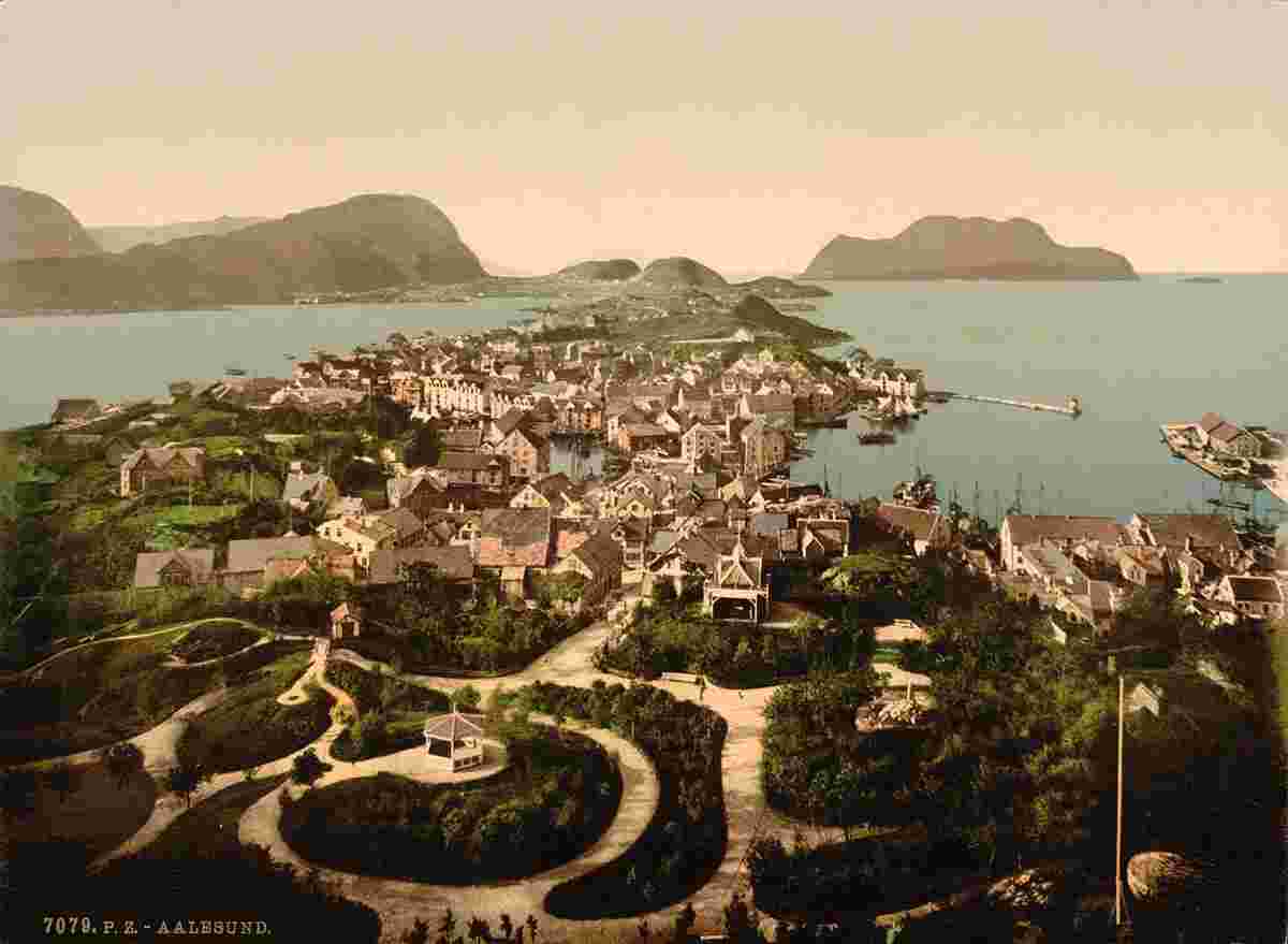 Ålesund. Panorama of the city, circa 1890