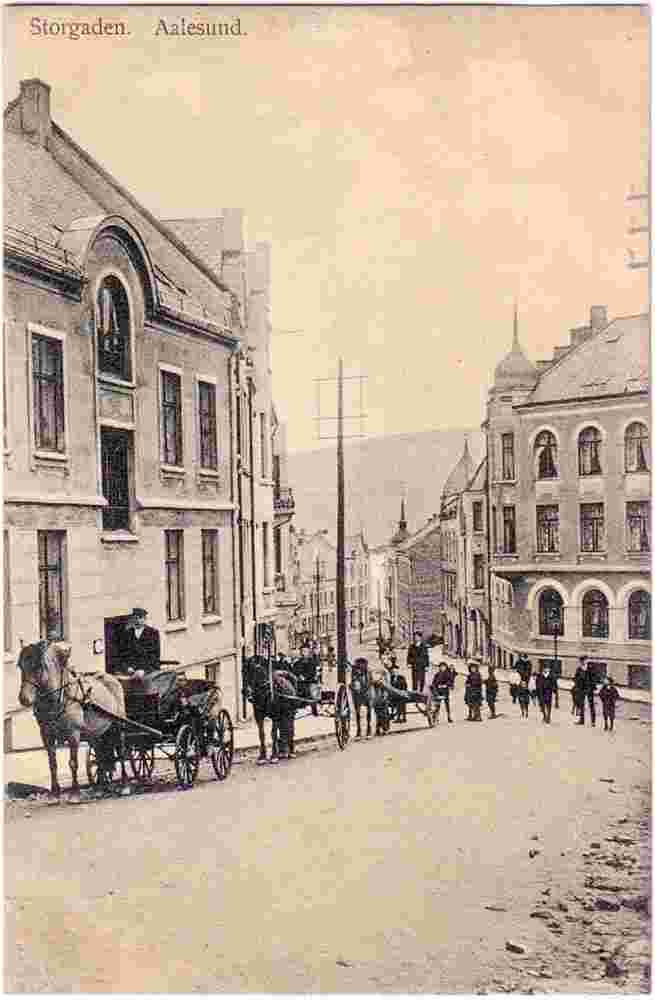 Ålesund. Storgata - Big street, 1908