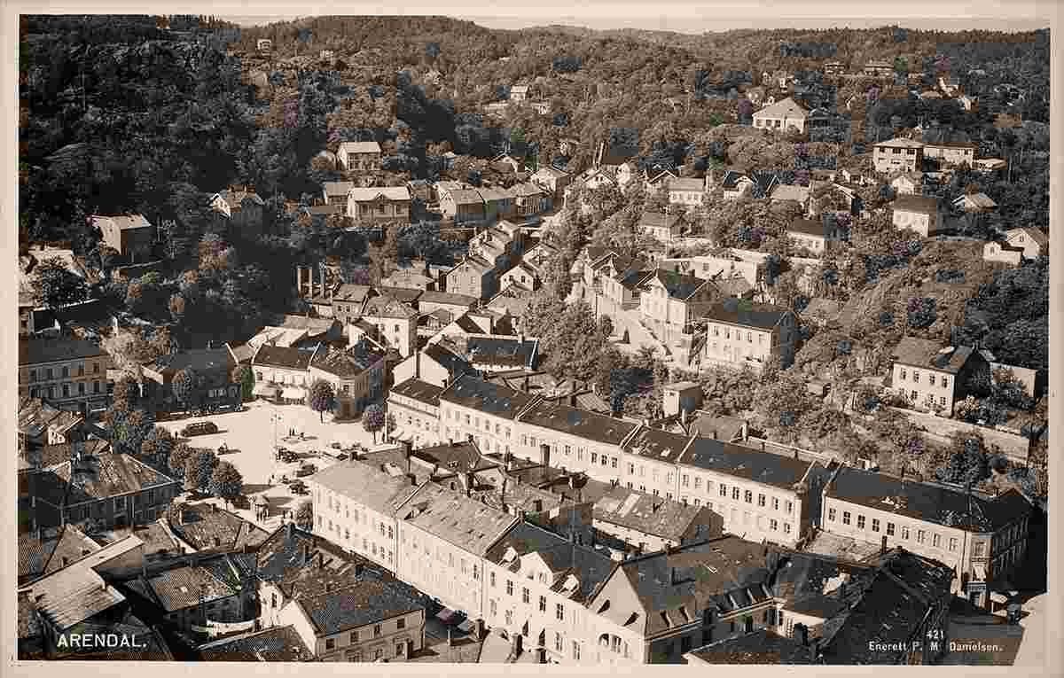 Arendal. Panoramic view of city, between 1900 and 1950