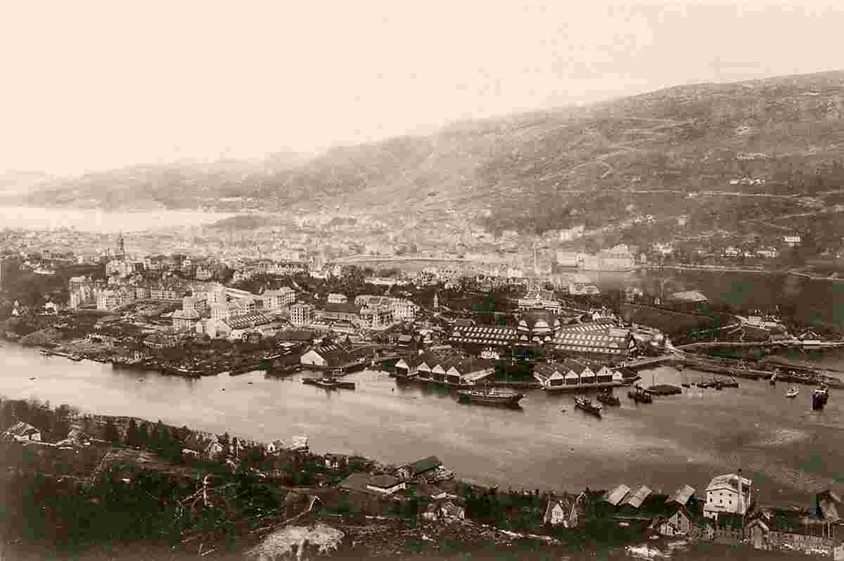Bergen. Exhibition 1898, View from mount Løvstakken