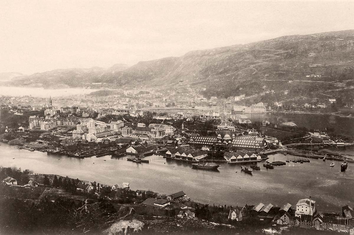 Bergen. Exhibition 1898, View from mount Løvstakken