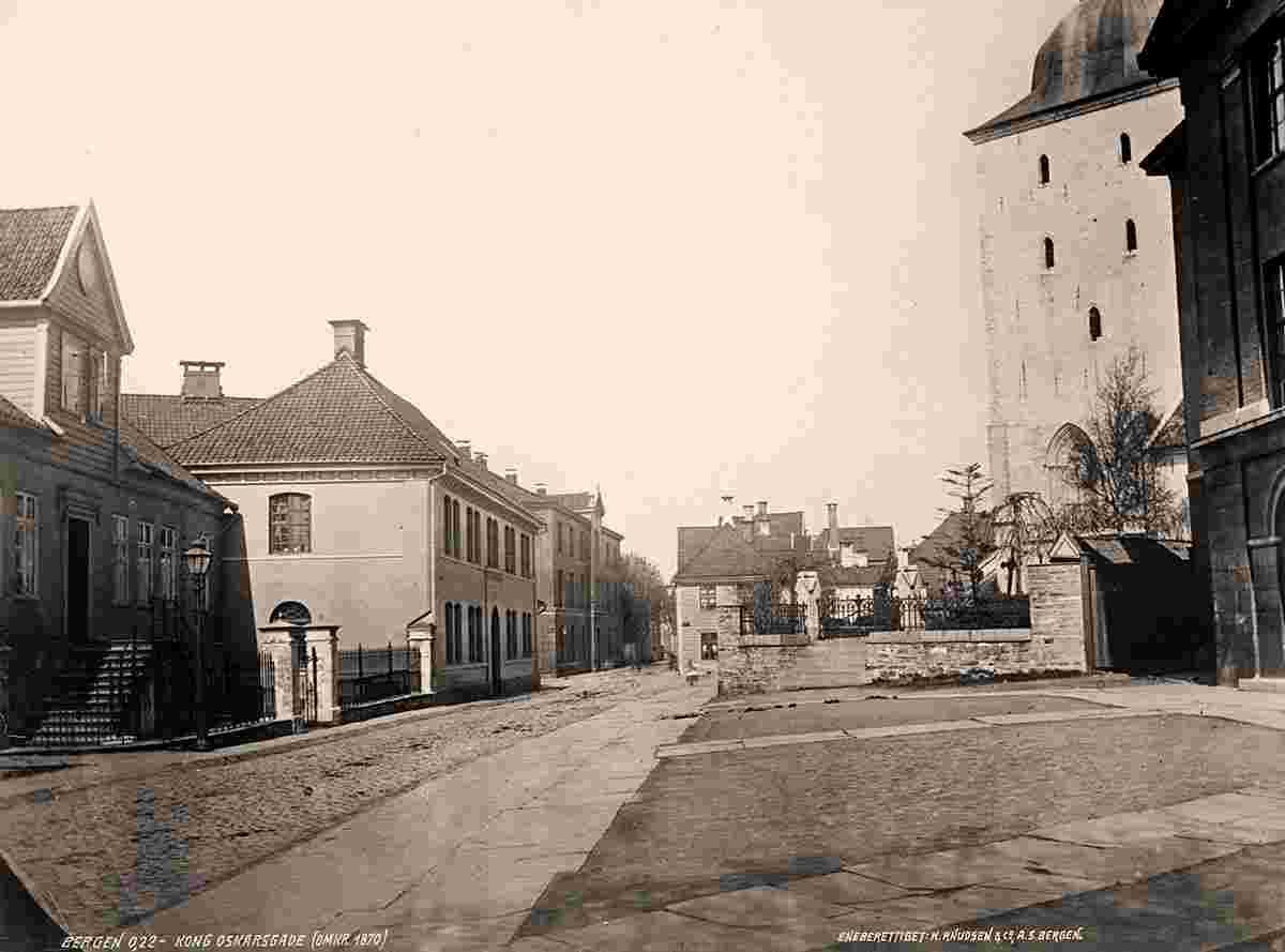 Bergen. Domkirke - Cathedral, King Oskar street, circa 1870