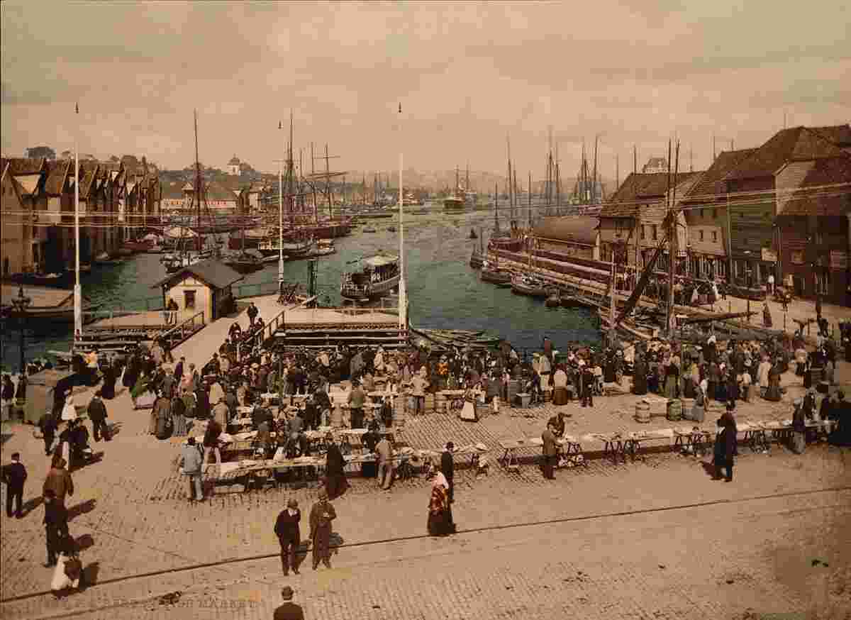Bergen. Fischmarket, circa 1890