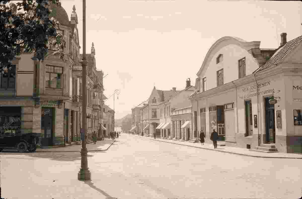 Halden. Panorama of city street, between 1900 and 1950