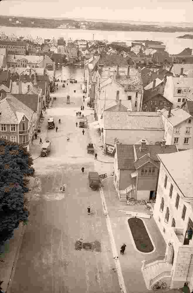 Haugesund. Panorama of city street, between 1900 and 1950