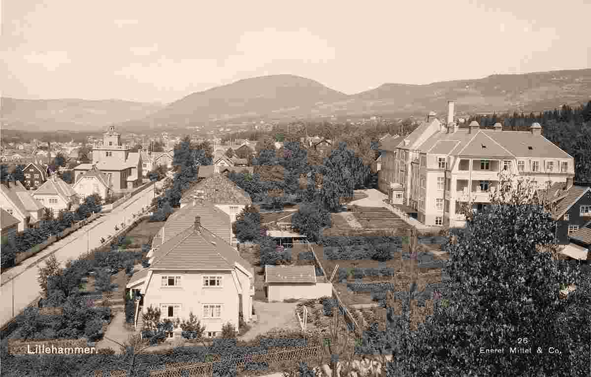 Lillehammer. Panorama of city, between 1900 and 1950