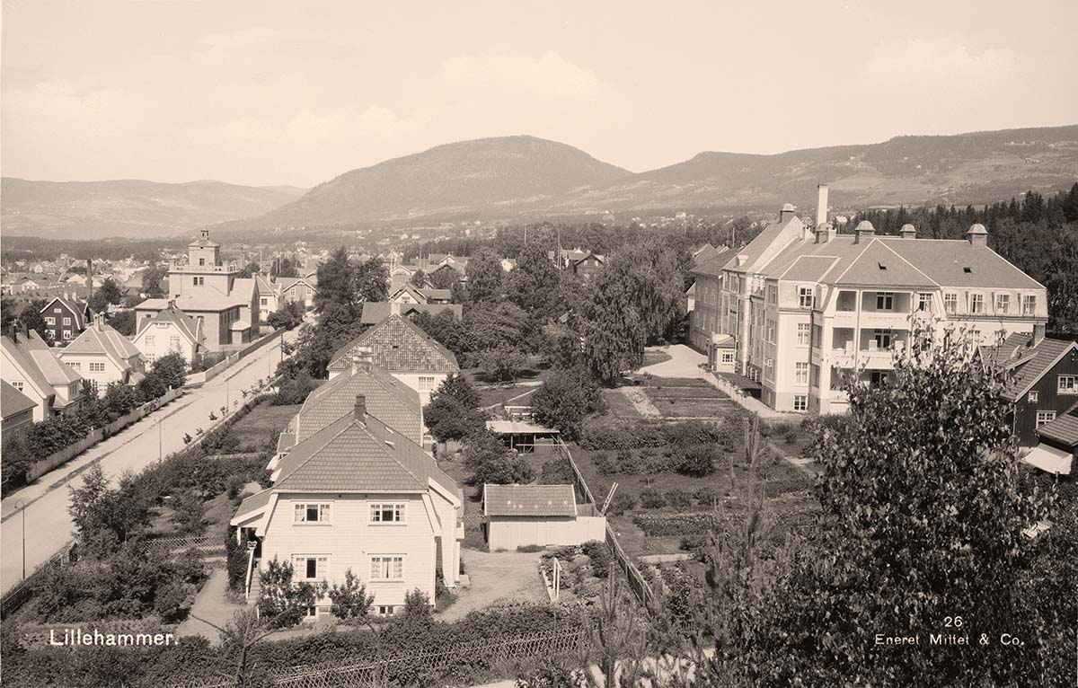 Lillehammer. Panorama of city, between 1900 and 1950