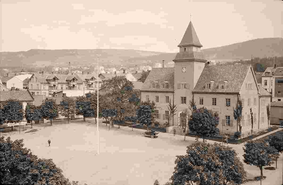 Lillehammer. Panorama of main city square, between 1900 and 1950