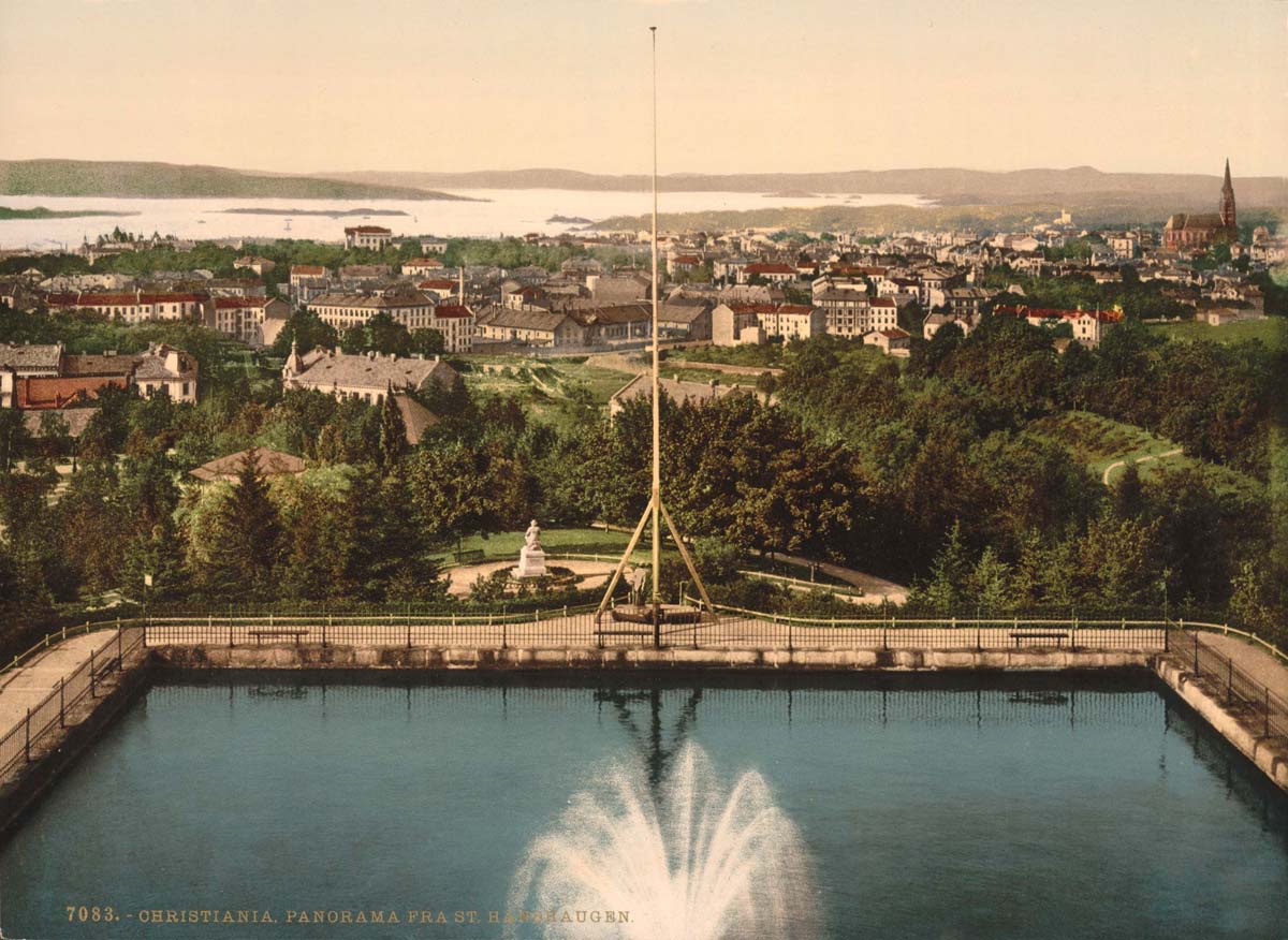 Oslo (Kristiania, Christiania). Panorama from St Hanshaugen, circa 1890