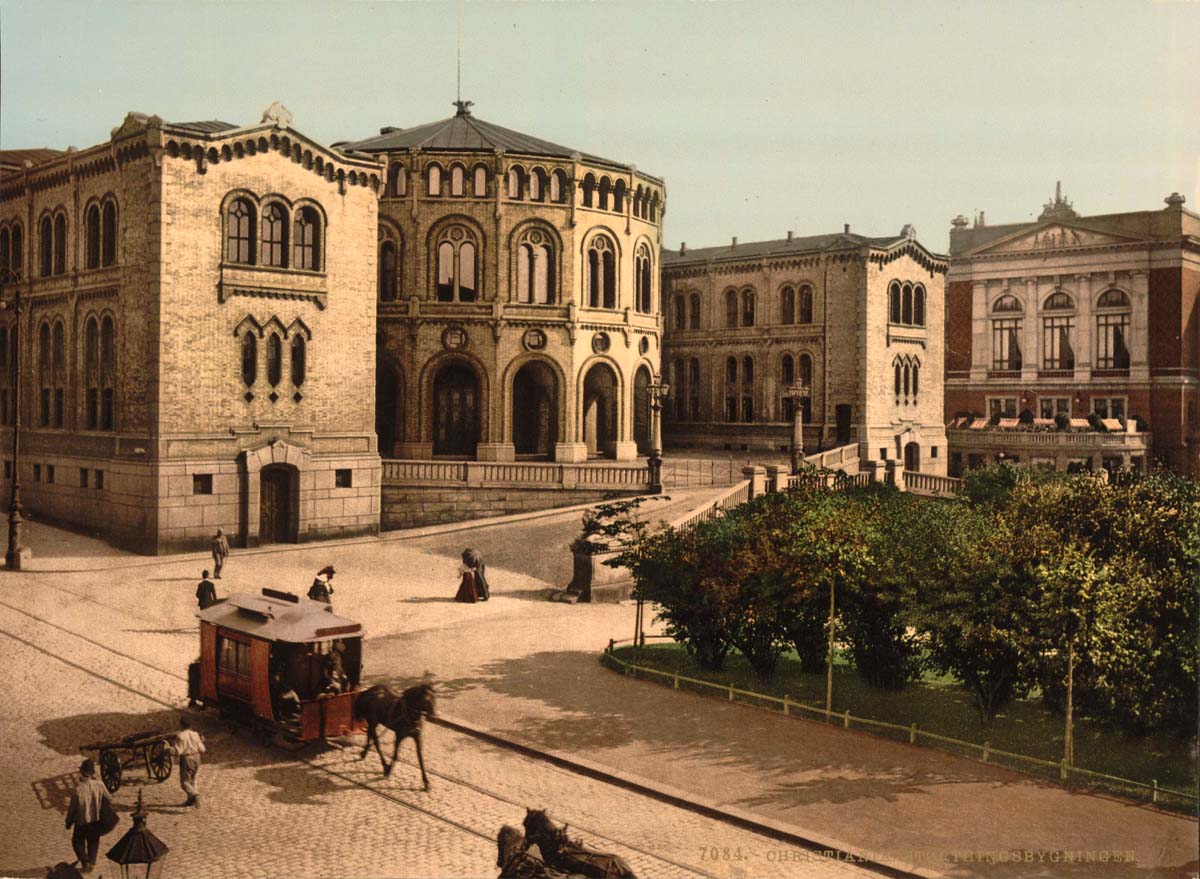 Oslo (Kristiania, Christiania). Parliament building - Stortings Bygningen, circa 1890