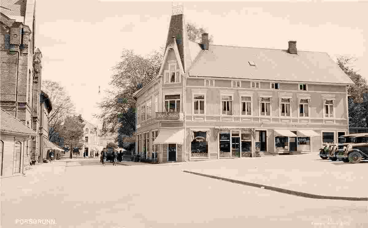 Porsgrunn. Panorama of the city street, between 1900 and 1950