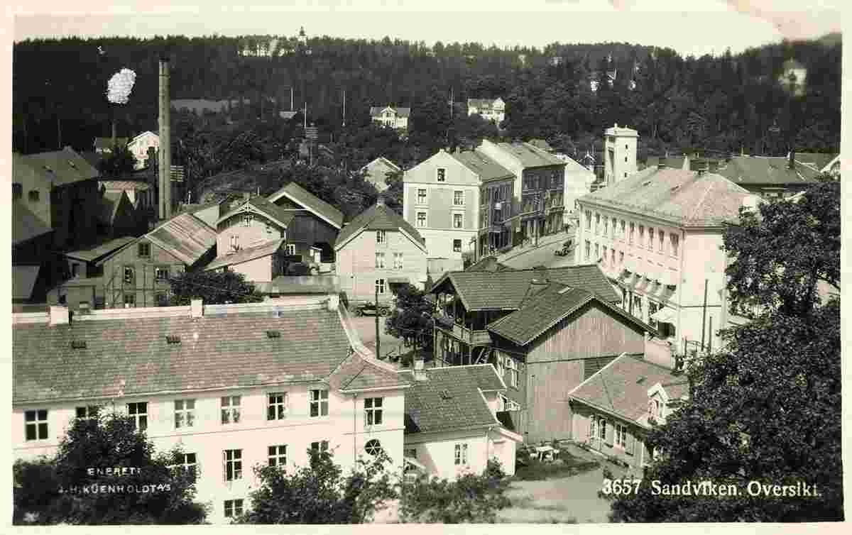 Sandvika. Panorama of the city, between 1920 and 1930