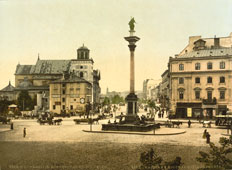 Warsaw. King Sigismund's Monument in Castle Square and Krakowskie Przedmieście, circa 1890