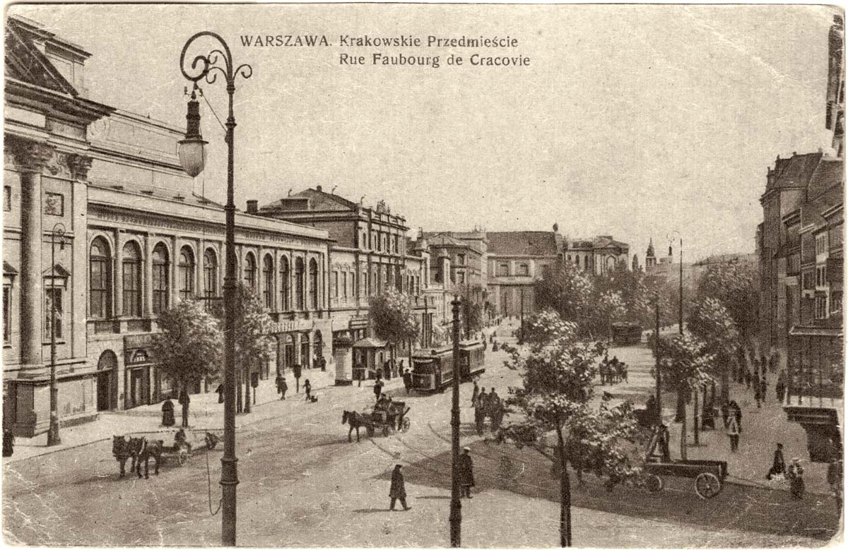 Warsaw. Krakowskie Przedmieście (Kraków suburb) - promenade  avenue, 1922