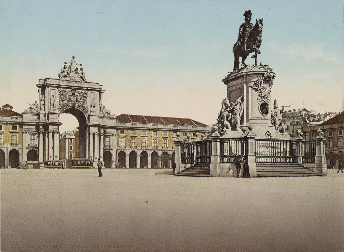 Lisbon. Commerce Square - Arch and King Joseph I Monument, between 1890 and 1906