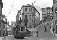 Streetcar on streets Lisbon