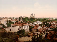 Bucharest. Panorama of the city and church, circa 1890
