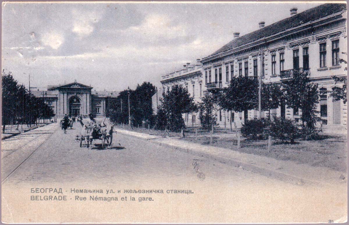 Belgrade. Nemagna street and the Railway station, 1908