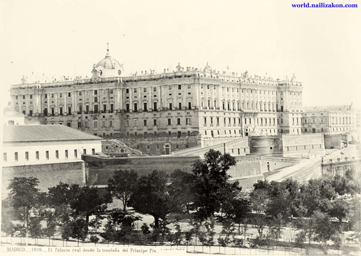 Madrid. El Palacio real desde la montaña del Príncipe Pío, entre 1860 y 1870