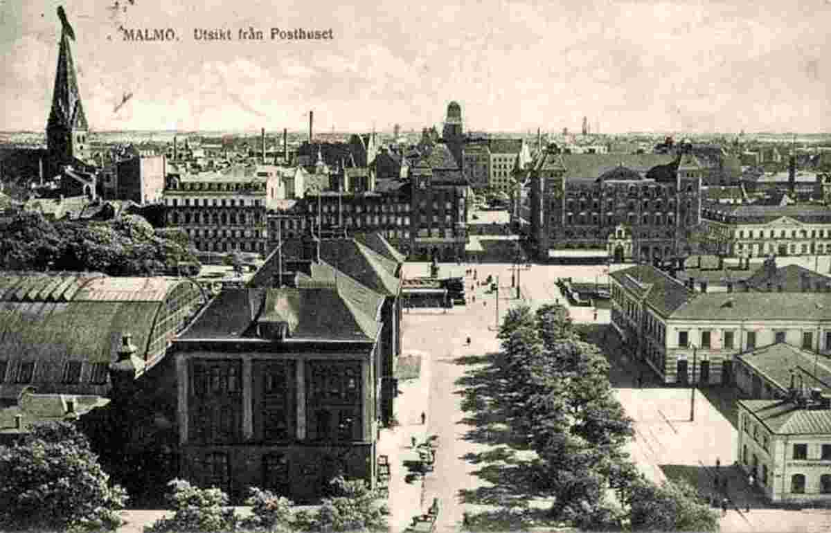 Malmö. Utsikt från Posthuset, 1921