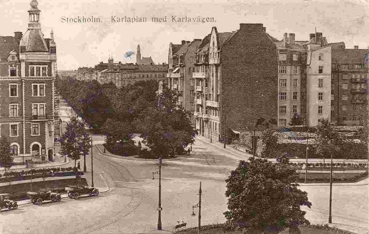 Stockholm. Karlaplan - open park-plaza, 1920