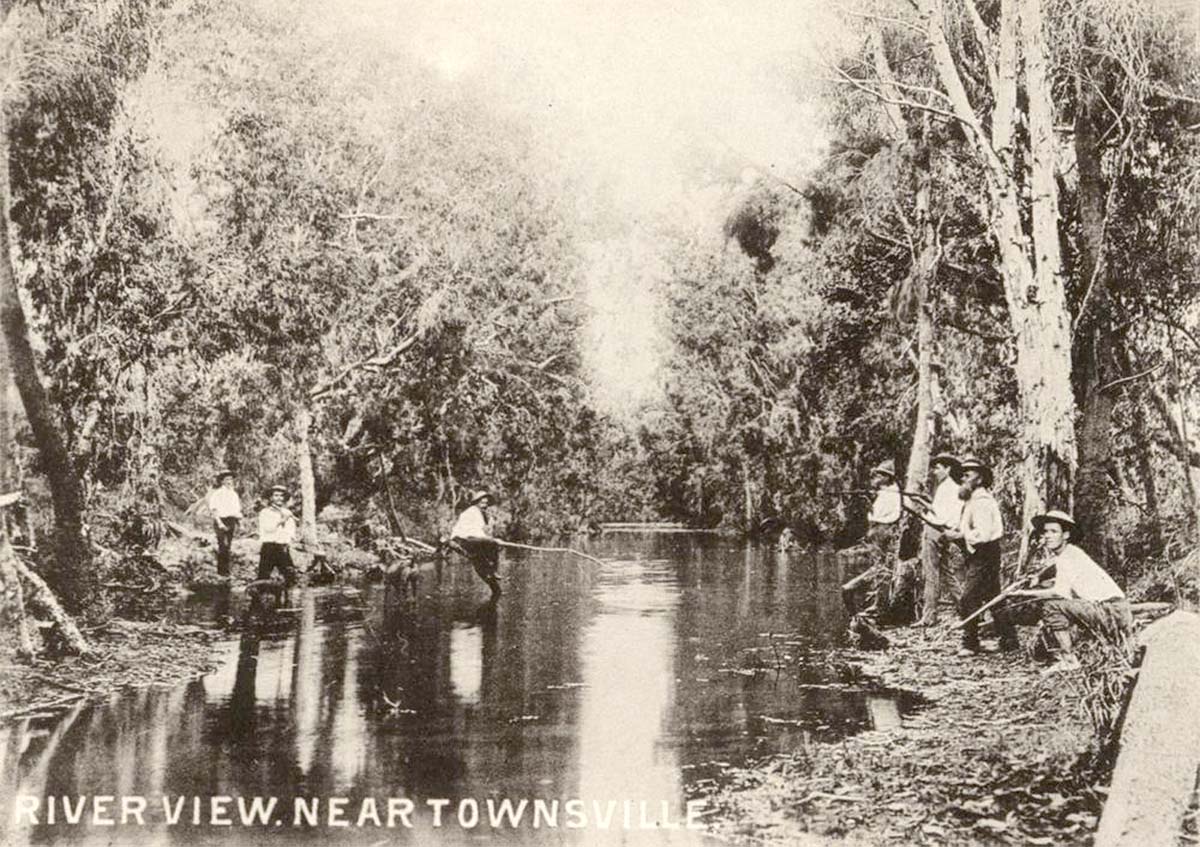 Fishing in the river near Townsville, circa 1900
