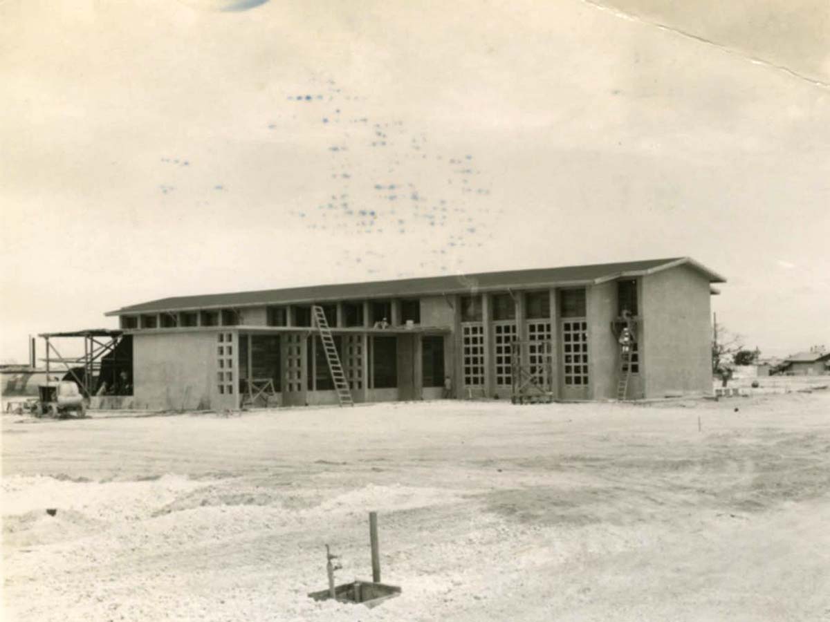 Hagåtña (Agana, Agaña). Building Legislature of Guam during construction