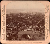 View to Honolulu and its harbor from the 'Punch Bowl', 1900