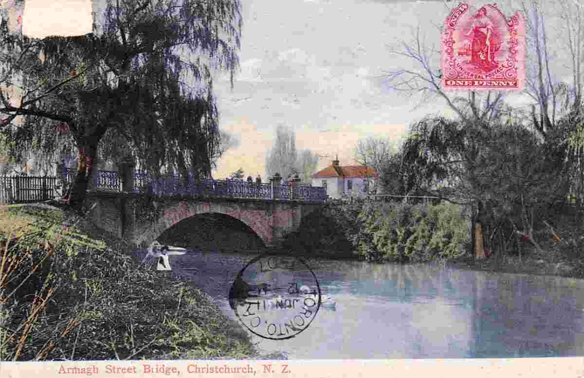 Christchurch. Armagh Street Bridge, 1907