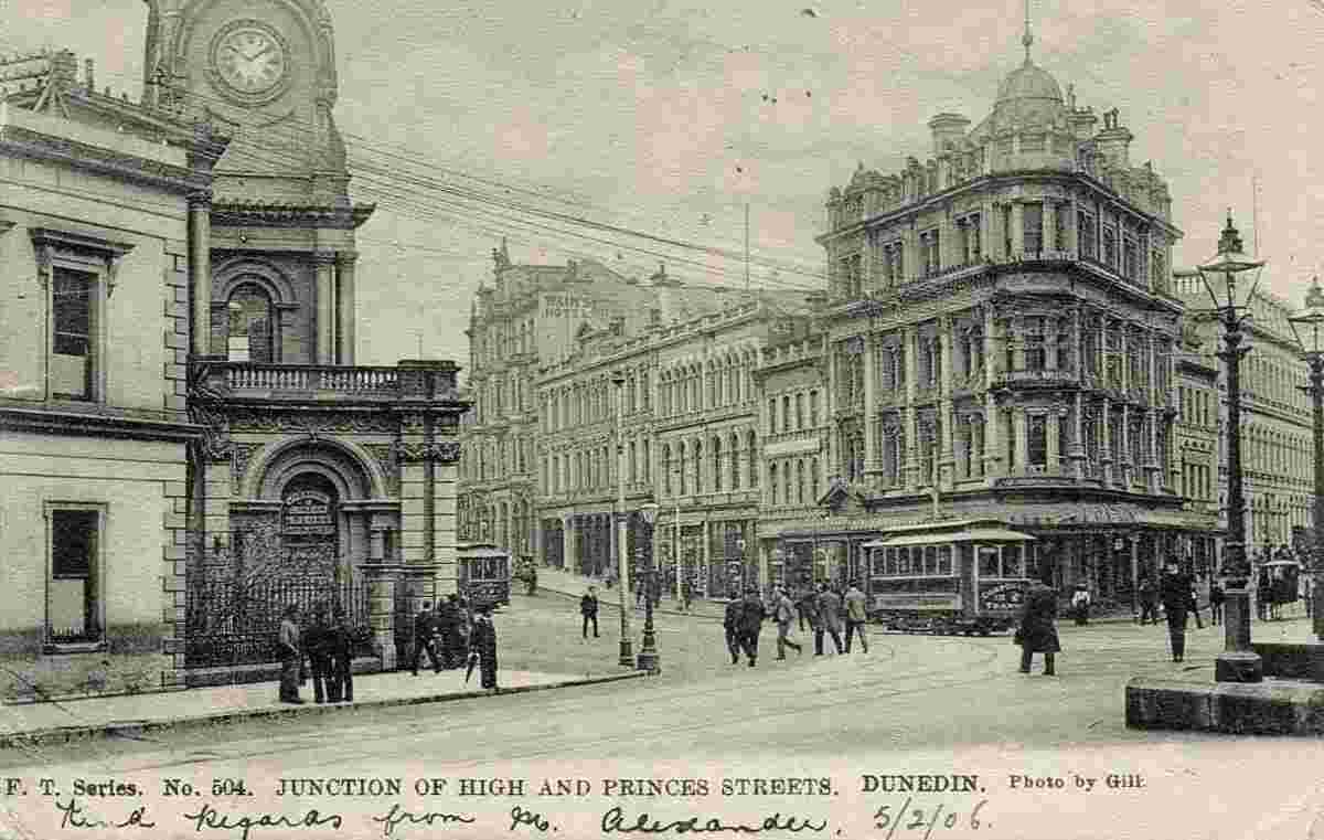 Dunedin. Junction of High and Princes Streets, 1906
