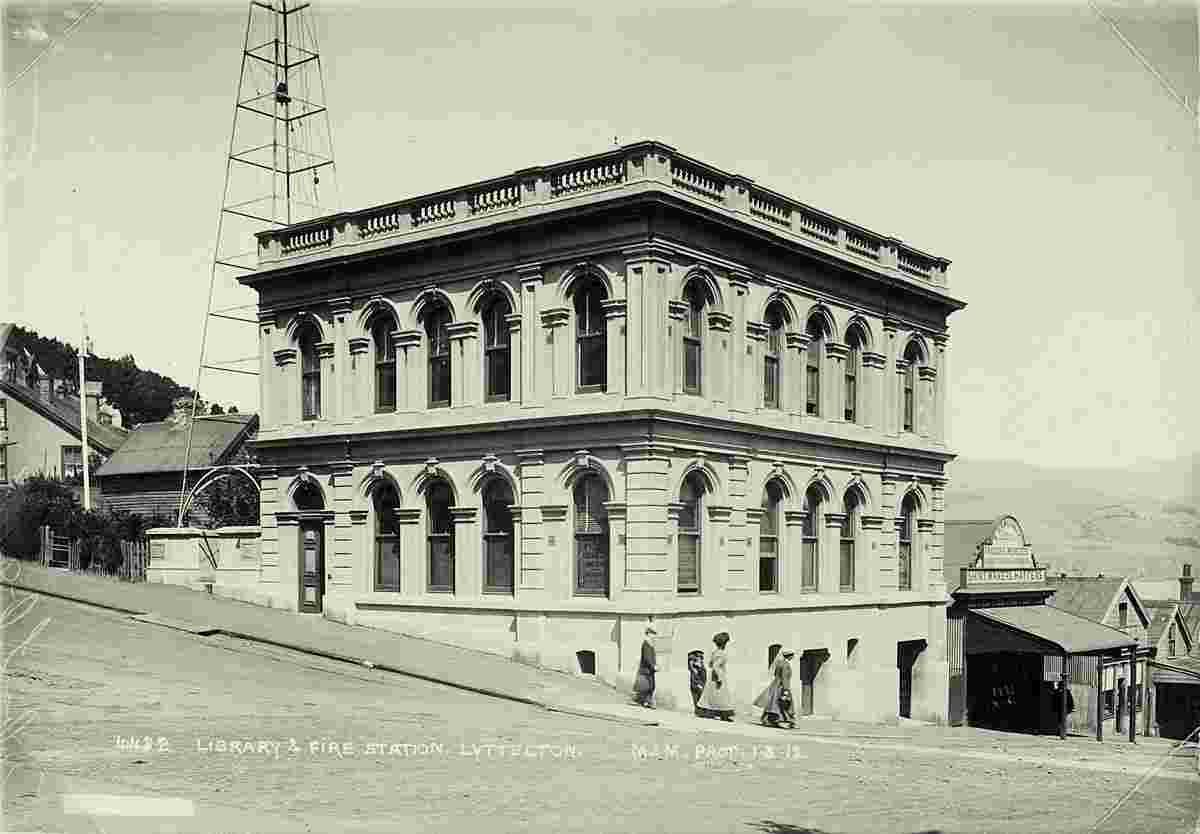 Lyttelton. Library and Fire Station, 1912