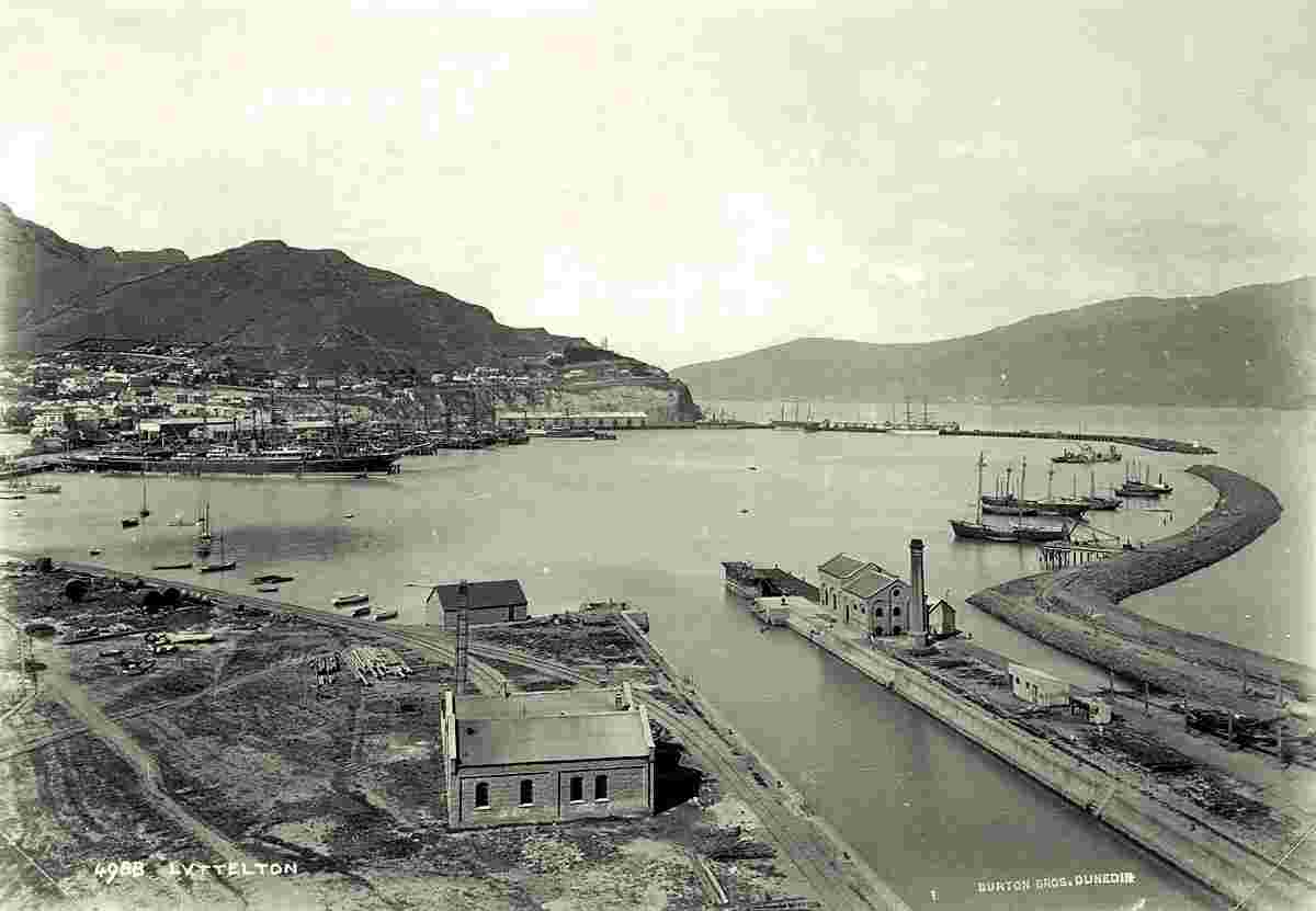 Lyttelton. Panorama of the Harbor, circa 1880's
