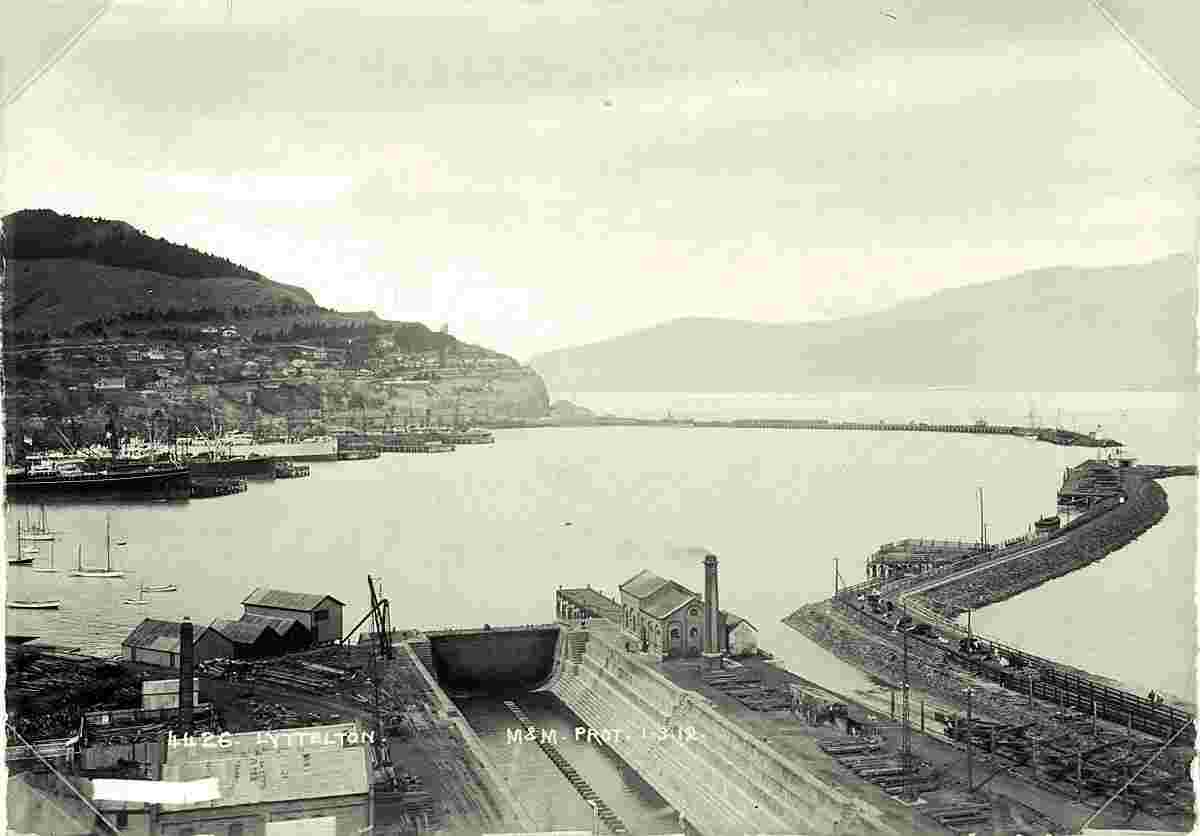 Lyttelton. Panorama of the Harbor, 1912