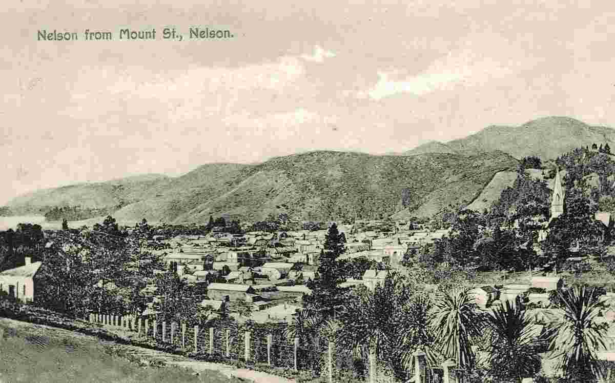 Nelson. Panorama of city from Mount Street