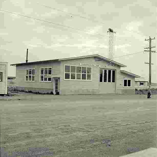Paraparaumu. Fire Station, Kapiti Road, 13 Aug 1958