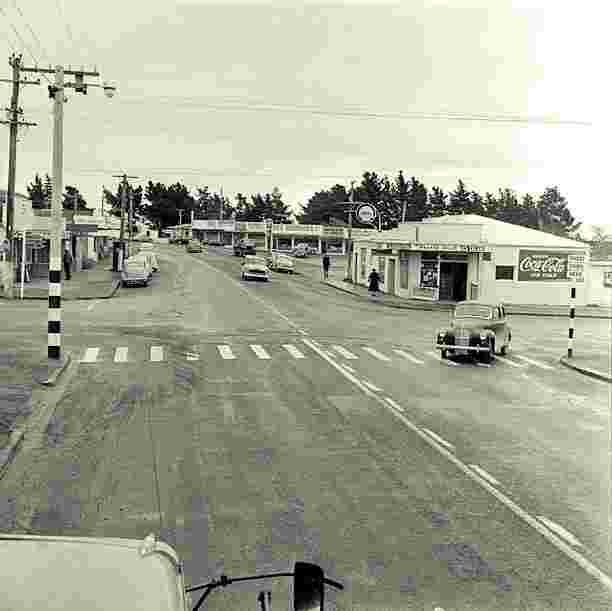Paraparaumu. Shopping area, Main Road, 1959