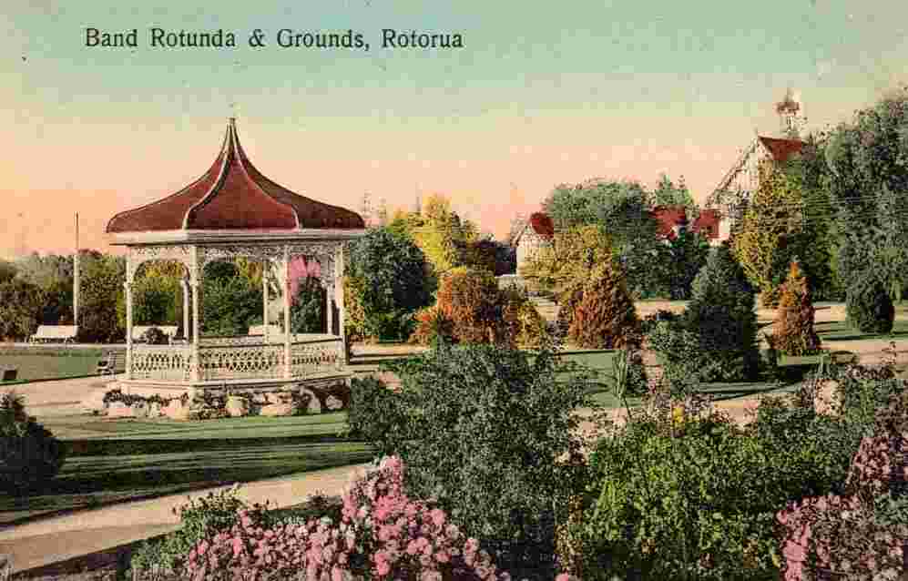 Rotorua. Band Rotunda and Grounds, 1910