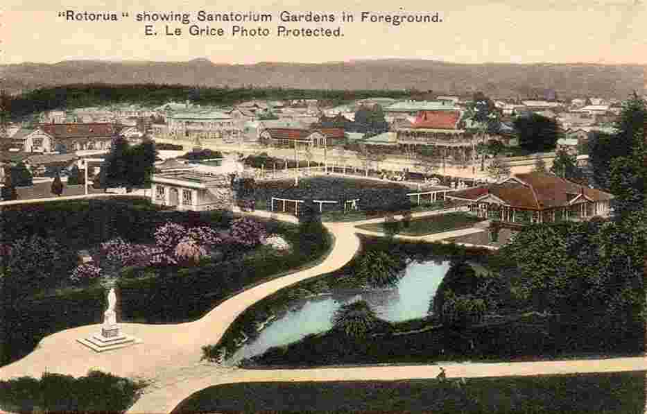 Rotorua. 'Rotorua' showing Sanatorium in Foreground, 1910