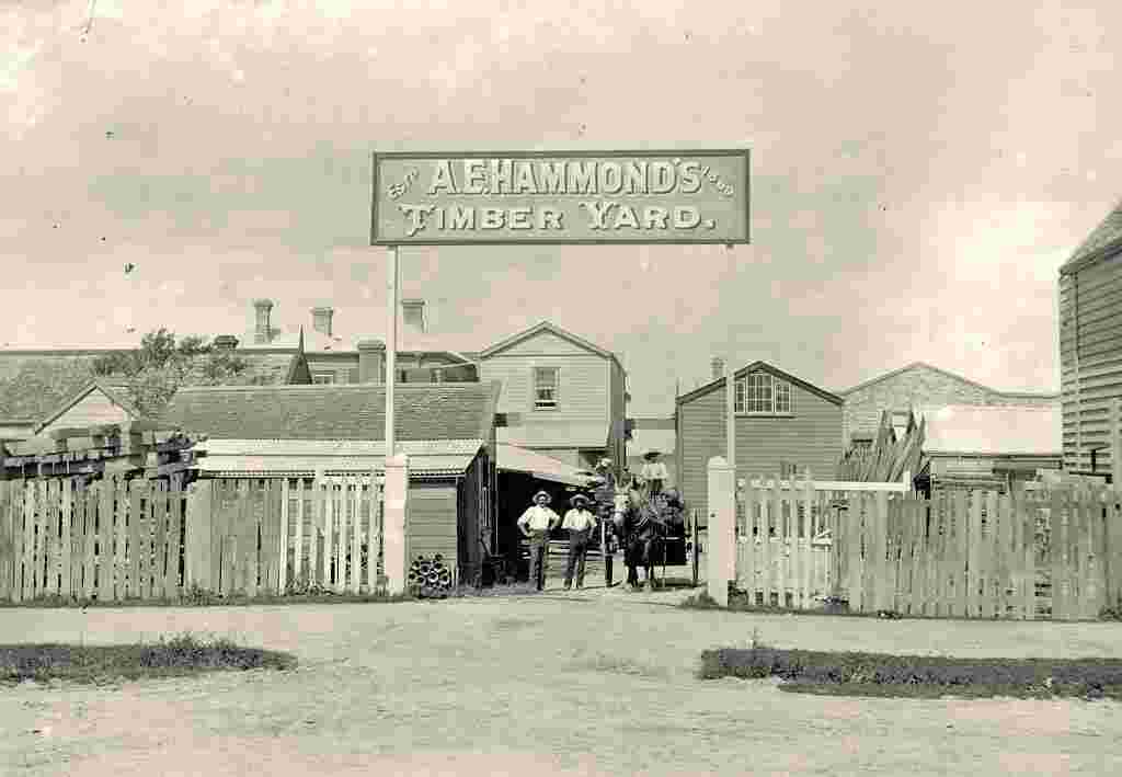 Tauranga. A.E. Hammond's timber yard, circa 1910