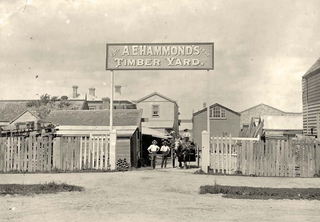 Tauranga. A.E. Hammond's timber yard, Willow Street, circa 1910