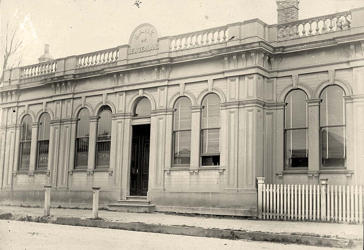 Tauranga. Bank of New Zealand, Wharf Street, circa 1900