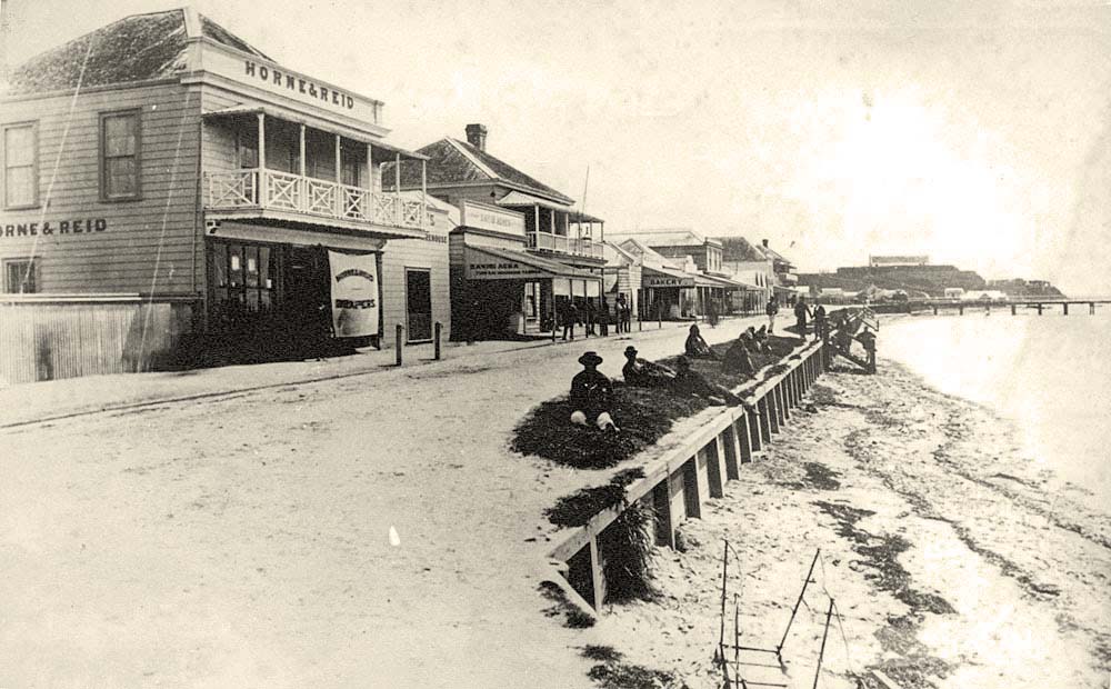 Tauranga. The Strand circa 1883, with a number of 'loafers'